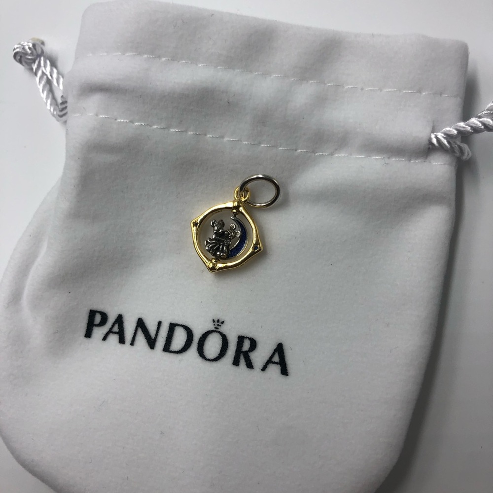 Pandora Gold & Silver Zodiac Crescent Charm with Blue Accents